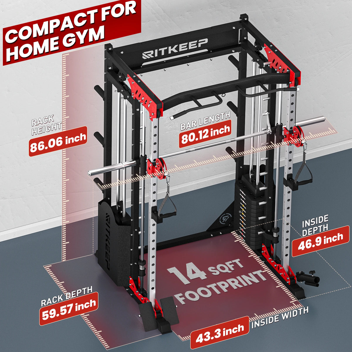 PMAX 5600 Home Gym Smith Machine - Integrated Weight System