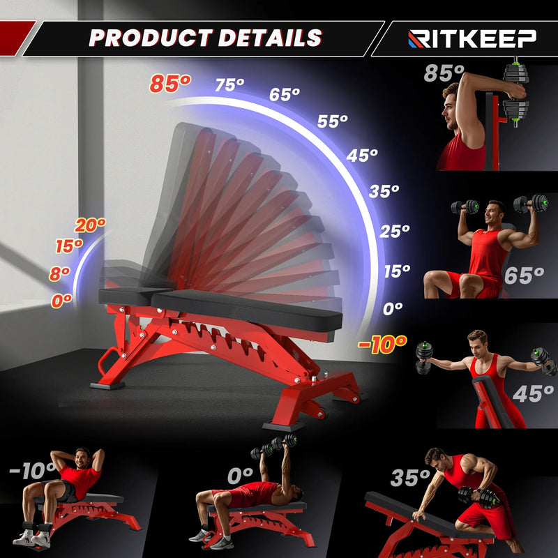RAB-3000 Adjustable Heavy Duty Incline Weight Bench